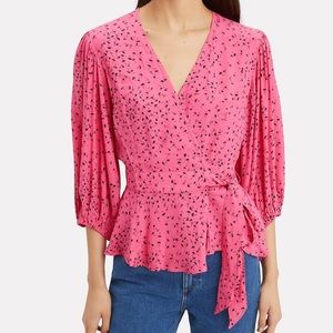 Ganni Women’s Barra Crepe Wrap Blouse - Pink